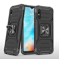 Silicone Matte Finish and Plastic Back Cover Case with Magnetic Finger Ring Stand MQ1 for Samsung Galaxy A10e Black
