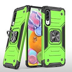 Silicone Matte Finish and Plastic Back Cover Case with Magnetic Finger Ring Stand MQ1 for Samsung Galaxy A90 5G Green