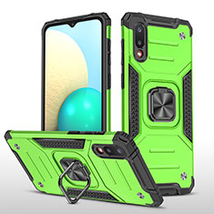 Silicone Matte Finish and Plastic Back Cover Case with Magnetic Finger Ring Stand MQ1 for Samsung Galaxy M02 Green