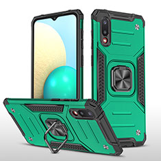 Silicone Matte Finish and Plastic Back Cover Case with Magnetic Finger Ring Stand MQ1 for Samsung Galaxy M02 Midnight Green