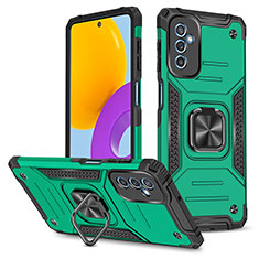 Silicone Matte Finish and Plastic Back Cover Case with Magnetic Finger Ring Stand MQ1 for Samsung Galaxy M52 5G Midnight Green
