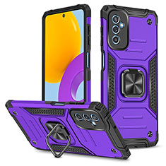 Silicone Matte Finish and Plastic Back Cover Case with Magnetic Finger Ring Stand MQ1 for Samsung Galaxy M52 5G Purple