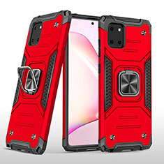 Silicone Matte Finish and Plastic Back Cover Case with Magnetic Finger Ring Stand MQ1 for Samsung Galaxy M60s Red