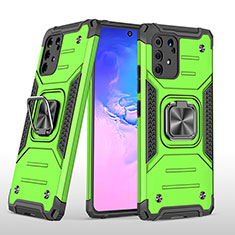 Silicone Matte Finish and Plastic Back Cover Case with Magnetic Finger Ring Stand MQ1 for Samsung Galaxy M80S Green