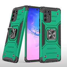 Silicone Matte Finish and Plastic Back Cover Case with Magnetic Finger Ring Stand MQ1 for Samsung Galaxy S10 Lite Midnight Green
