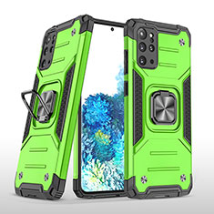 Silicone Matte Finish and Plastic Back Cover Case with Magnetic Finger Ring Stand MQ1 for Samsung Galaxy S20 Plus Green