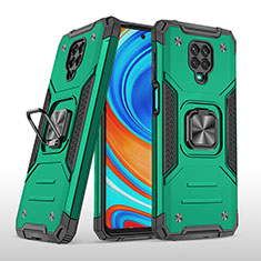 Silicone Matte Finish and Plastic Back Cover Case with Magnetic Finger Ring Stand MQ1 for Xiaomi Poco M2 Pro Midnight Green