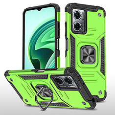 Silicone Matte Finish and Plastic Back Cover Case with Magnetic Finger Ring Stand MQ1 for Xiaomi Redmi 11 Prime 5G Green