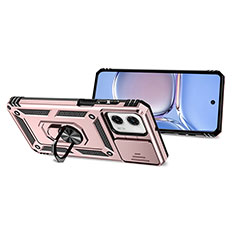 Silicone Matte Finish and Plastic Back Cover Case with Magnetic Finger Ring Stand MQ3 for Motorola Moto G 5G (2023) Rose Gold