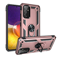 Silicone Matte Finish and Plastic Back Cover Case with Magnetic Finger Ring Stand MQ3 for Samsung Galaxy A05s Rose Gold
