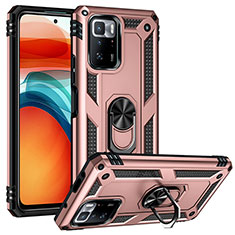 Silicone Matte Finish and Plastic Back Cover Case with Magnetic Finger Ring Stand MQ3 for Xiaomi Poco X3 GT 5G Rose Gold