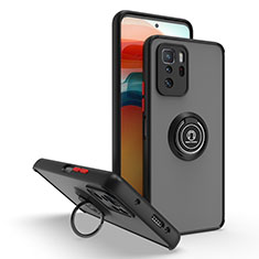 Silicone Matte Finish and Plastic Back Cover Case with Magnetic Finger Ring Stand QW2 for Xiaomi Poco X3 GT 5G Red and Black