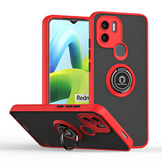 Silicone Matte Finish and Plastic Back Cover Case with Magnetic Finger Ring Stand QW2 for Xiaomi Redmi A1 Plus Red