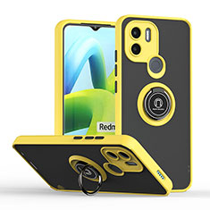 Silicone Matte Finish and Plastic Back Cover Case with Magnetic Finger Ring Stand QW2 for Xiaomi Redmi A1 Plus Yellow