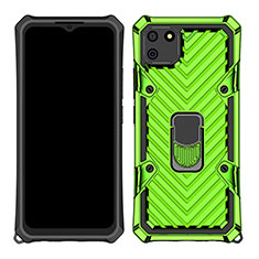 Silicone Matte Finish and Plastic Back Cover Case with Magnetic Finger Ring Stand S01 for Realme C11 Matcha Green
