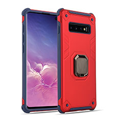 Silicone Matte Finish and Plastic Back Cover Case with Magnetic Finger Ring Stand T01 for Samsung Galaxy S10 5G Mixed