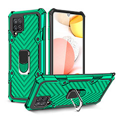 Silicone Matte Finish and Plastic Back Cover Case with Magnetic Finger Ring Stand YF1 for Samsung Galaxy A42 5G Green