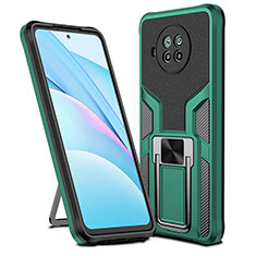 Silicone Matte Finish and Plastic Back Cover Case with Magnetic Finger Ring Stand ZL1 for Xiaomi Mi 10T Lite 5G Green