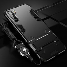 Silicone Matte Finish and Plastic Back Cover Case with Magnetic Stand A01 for Huawei Mate 40 Lite 5G Black