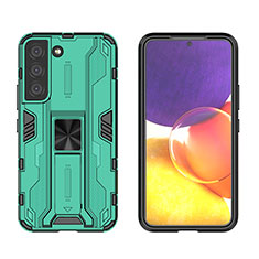 Silicone Matte Finish and Plastic Back Cover Case with Magnetic Stand A03 for Samsung Galaxy S21 Plus 5G Green