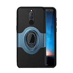 Silicone Matte Finish and Plastic Back Cover Case with Magnetic Stand for Huawei Mate 10 Lite Blue