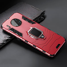 Silicone Matte Finish and Plastic Back Cover Case with Magnetic Stand for Huawei Mate 30 5G Red