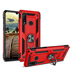 Silicone Matte Finish and Plastic Back Cover Case with Magnetic Stand for Huawei P30 Lite Red