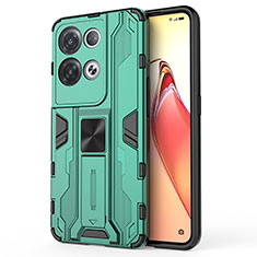 Silicone Matte Finish and Plastic Back Cover Case with Magnetic Stand for Oppo Reno8 Pro 5G Green