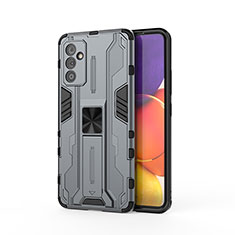 Silicone Matte Finish and Plastic Back Cover Case with Magnetic Stand for Samsung Galaxy A05s Gray