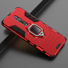 Silicone Matte Finish and Plastic Back Cover Case with Magnetic Stand for Xiaomi Mi 9T Pro Red