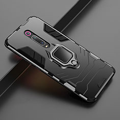 Silicone Matte Finish and Plastic Back Cover Case with Magnetic Stand for Xiaomi Redmi K20 Pro Black