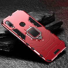 Silicone Matte Finish and Plastic Back Cover Case with Magnetic Stand for Xiaomi Redmi Note 7 Pro Red