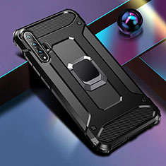 Silicone Matte Finish and Plastic Back Cover Case with Magnetic Stand H01 for Huawei Honor 20 Pro Black