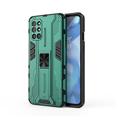 Silicone Matte Finish and Plastic Back Cover Case with Magnetic Stand KC1 for OnePlus 9R 5G Green