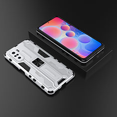 Silicone Matte Finish and Plastic Back Cover Case with Magnetic Stand KC1 for Xiaomi Mi 11X Pro 5G Silver