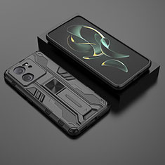 Silicone Matte Finish and Plastic Back Cover Case with Magnetic Stand KC1 for Xiaomi Mi 13T 5G Black
