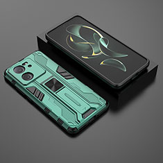 Silicone Matte Finish and Plastic Back Cover Case with Magnetic Stand KC1 for Xiaomi Mi 13T 5G Green