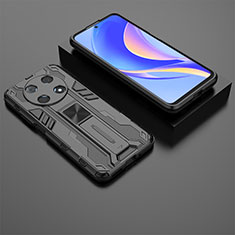 Silicone Matte Finish and Plastic Back Cover Case with Magnetic Stand KC2 for Huawei Nova Y90 Black