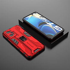 Silicone Matte Finish and Plastic Back Cover Case with Magnetic Stand KC2 for Realme GT Neo 3T 5G Red