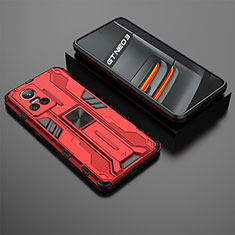 Silicone Matte Finish and Plastic Back Cover Case with Magnetic Stand KC2 for Realme GT Neo3 5G Red