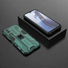 Silicone Matte Finish and Plastic Back Cover Case with Magnetic Stand KC2 for Vivo Y75s 5G Green