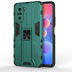 Silicone Matte Finish and Plastic Back Cover Case with Magnetic Stand KC2 for Xiaomi Mi 11X Pro 5G Green