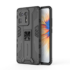 Silicone Matte Finish and Plastic Back Cover Case with Magnetic Stand KC2 for Xiaomi Mi Mix 4 5G Black
