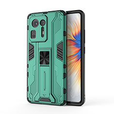 Silicone Matte Finish and Plastic Back Cover Case with Magnetic Stand KC2 for Xiaomi Mi Mix 4 5G Green