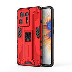 Silicone Matte Finish and Plastic Back Cover Case with Magnetic Stand KC2 for Xiaomi Mi Mix 4 5G Red