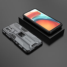 Silicone Matte Finish and Plastic Back Cover Case with Magnetic Stand KC2 for Xiaomi Poco X3 GT 5G Gray