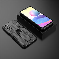 Silicone Matte Finish and Plastic Back Cover Case with Magnetic Stand KC2 for Xiaomi Redmi Note 11 SE 5G Black