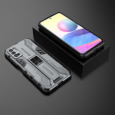 Silicone Matte Finish and Plastic Back Cover Case with Magnetic Stand KC2 for Xiaomi Redmi Note 11 SE 5G Gray