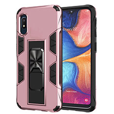 Silicone Matte Finish and Plastic Back Cover Case with Magnetic Stand MQ1 for Samsung Galaxy A10e Rose Gold
