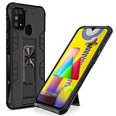 Silicone Matte Finish and Plastic Back Cover Case with Magnetic Stand MQ1 for Samsung Galaxy M31 Prime Edition Black